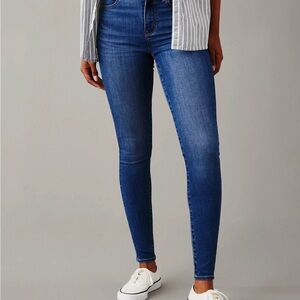 Sz 6 American Eagle Super Stretch X Mid Rise Med Wash Denim Blue Jegging Jeans